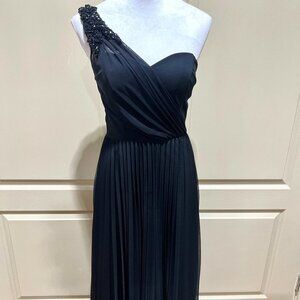 NWOT Xscape One Shoulder Beautifully Black Beaded Dress Sz 4